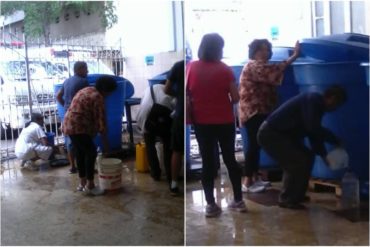 ¡QUÉ DECADENCIA! Pacientes y trabajadores buscan agua en tanques improvisados fuera del Hospital Vargas (+Fotos)