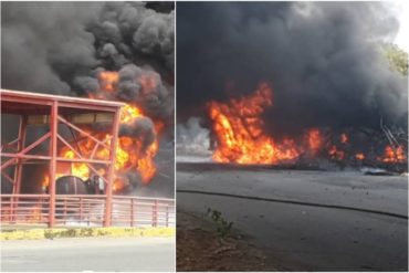 ¡MIRE! Reportan incendio de una gandola frente al Parque Cachamay en Puerto Ordaz (+Fotos +Videos)