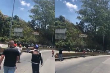 ¡SIN MIEDO! Manifestantes hacen retroceder a efectivos de la GNB en la Carretera Panamericana (+Video)