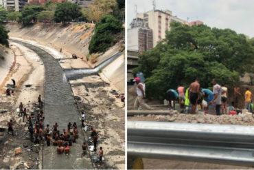 ¡SE LO MOSTRAMOS! Personas se bañan y se abastecen de agua de una tubería en el Río Guaire (+Fotos +Videos)