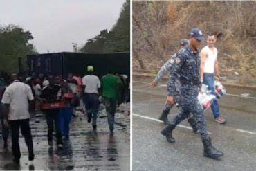 ¡TERRIBLE! Reportan vuelco de gandola de Coca-Cola en vía hacia Caucagua: Saquearon la unidad y pillaron policías nacionales en esas andanzas (+Fotos y Video)