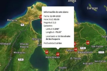 ¡ÚLTIMA HORA! Funvisis reportó un sismo de magnitud 3.3 en Bachaquero, estado Zulia este #12Abr
