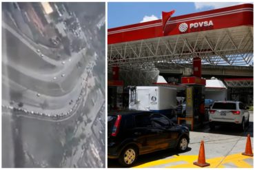 ¡PARA VOLVERSE LOCO! La kilométrica cola para surtir gasolina en Puerto Ordaz (+Vista aérea)