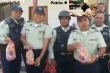 ¡POR FAVOR!  La “conciencia” de estos policías nacionales bolivarianos vale un pollo (+Video)