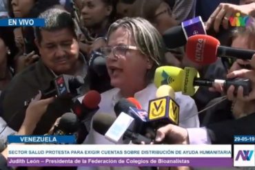 ¡GRAVE! Presidenta del Colegio de Bioanalistas durante protesta: “No sabemos dónde está la ayuda humanitaria, a los hospitales no ha llegado” (+Video)