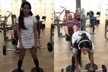 ¡ARDIENTE! A este señor casi le da un infarto con el sexy entrenamiento de Kerly Ruiz en el gimnasio (+Video)