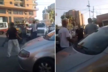 ¡QUE HORROR! Varios hombres se van a las manos en una cola para surtir gasolina por ver quién pasaba primero (+Video)