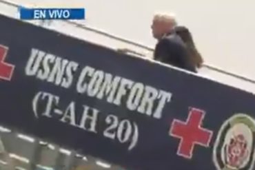 ¡ÚLTIMA HORA! Momento en el que Mike Pence ingresa al buque hospital Comfort (+Video)