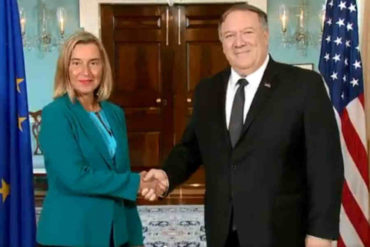 ¡ENTÉRESE! Mogherini y Pompeo conversan sobre Venezuela en Washington