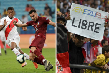 ¡VÉALA! «Venezuela libre»: la pancarta que se vio en el juego entre la Vinotinto y Perú (+Fotos)