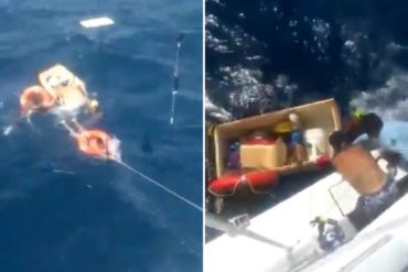 ¡ATENCIÓN! Rescatan a 2 personas en el mar que navegaban en una nevera: Se presume que son venezolanos (+Video)