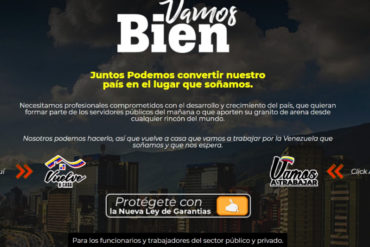 ¡SEPA! Comienza el registro en las plataformas «Vamos a Trabajar» y «Vuelve a Casa» que lanzó Guaidó a través del portal vamosbien.com