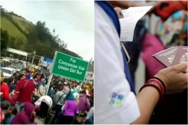 ¡CONMOVEDOR! Venezolanos que llegaron este #15Jun a frontera con Ecuador entonaron el himno nacional (No podrán pasar a Perú sin visa) (+Video)