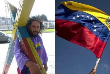 ¡ACTO DE FE! Conozca al hombre que camina descalzo desde Colombia con una cruz de 35 kg para pedir por Venezuela (+Video)