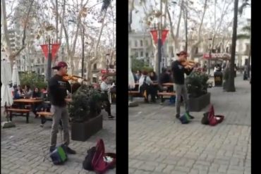 ¡TALENTO CRIOLLO! El joven maracucho que cautivó con su música en una plaza de Montevideo (+Video)