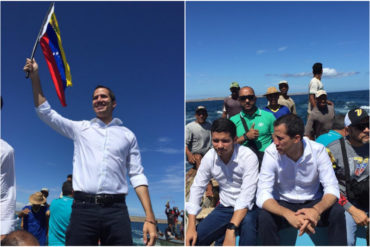 ¡VEA! Guaidó llegó a Nueva Esparta en un peñero y ondeando la bandera (+Fotos y Video)