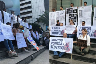 ¡SE LO MOSTRAMOS! En imágenes la protesta en contra de la tortura en Venezuela realizada frente al PNUD este #15Jul (+Video)