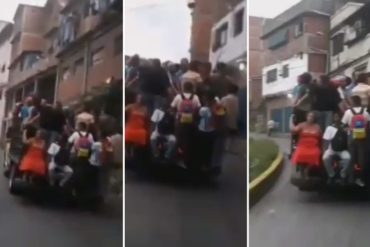 ¡QUE LOCURA! El indignante y peligroso “transporte” que usan los petareños en medio de la crisis (+Video)