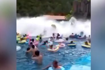 ¡OH, POR DIOS! Máquina que genera olas en una piscina produce un “tsunami” que dejó a 44 personas heridas (+Video)