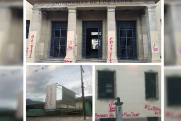 ¡VEA! Seguidores del oficialismo destrozaron fachada del rectorado de la ULA con mensajes de odio: «Vamos por ustedes» (+Fotos)