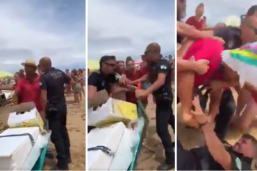 ¡IMPACTANTE! Así fue la trifulca que dejó gravemente apuñalado a un policía en una playa española (+Video)