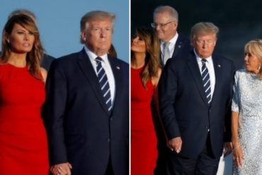 ¡PÍLLELO! Melania le estampó un beso al presidente equivocado frente a su esposo (+La imperdible reacción de Trump)