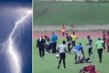 ¡SORPRENDENTE! El momento cuando un rayo impacta a 4 futbolistas en pleno partido (+Video fulminante)