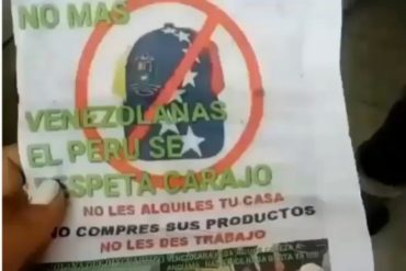 ¡AUMENTA LA XENOFOBIA! “No más venezolanos”: Los carteles que estarían repartiendo en Perú para promover el rechazo contra los migrantes (+Video)