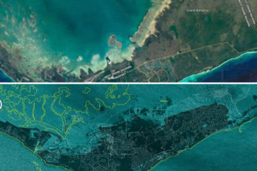 ¡IMPACTANTE! Imágenes satelitales muestran el “antes y después” de Gran Bahama: El 60 % de la isla está bajo el agua