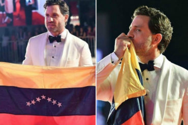 ¡CONMOVEDOR! Edgar Ramírez desfila con la bandera de Venezuela en la alfombra roja de Venecia (+Fotos +Video)