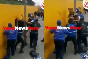 ¡TERRIBLE! Policías de Perú golpearon a palo a migrantes venezolanos que trabajaban de manera informal en las calles (+Video)