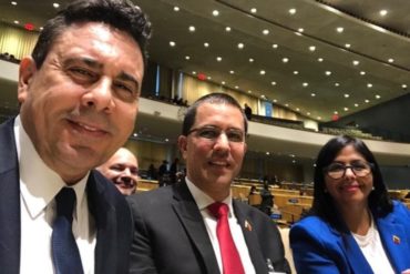 ¡MÍRELOS! La ‘selfie’ de Samuel Moncada junto a Jorge Arreaza y Delcy Eloína antes de su discurso ante la ONU