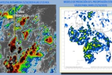 ¡PENDIENTES! Inameh alerta de fuertes lluvias con ráfagas de viento y descargas eléctricas por la onda tropical 52