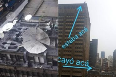 ¡QUÉ LOCURA! Un rayo impactó y tumbó la antena de la sede del diario El Universal (+Foto)