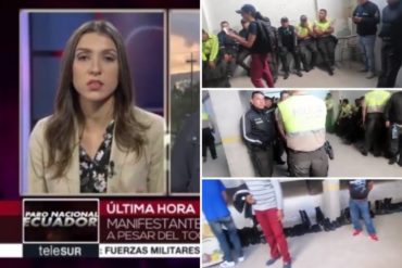 ¡VEA! La metida de pata de TeleSur durante protestas en Ecuador: Informó que policías se unieron a la manifestación cuando fueron secuestrados