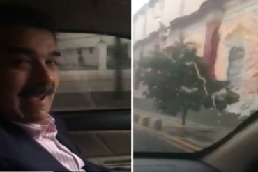 ¡VÉALO! “Bendiciones que nos caen del cielo”: A Maduro le llovió granizo a su llegada a Miraflores (+Video)