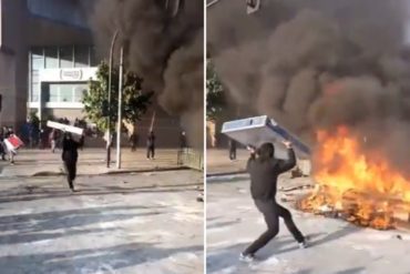 ¡DESCABELLADO! Saqueadores chilenos lanzaban electrodomésticos al fuego luego de robarlos (+Video)