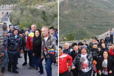 ¡SE LAS MOSTRAMOS! Las ridiculísimas fotos de Diosdado y su megacomitiva “trotando” en plena Muralla China (Tratan de imitar una foto de la visita de Chávez)