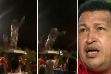 ¡IMPERDIBLE! Derribaron estatua de Hugo Chávez en una comunidad de Bolivia tras proclamación de Evo Morales (+Video)