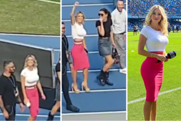 ¡LE MOSTRAMOS! Hinchas le pidieron a esta periodista sexy que enseñe sus pechos y ella los sorprendió con su respuesta (+Video)