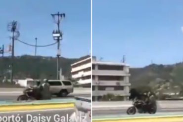 ¡YA EMPEZARON! Motorizados de la GNB con equipo antimotín recorren la autopista Valle-Coche de Caracas (+Video)