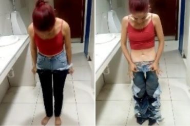 ¡PÍLLELA! Así se iba a robar esta mujer 8 pantalones de una tienda en Maracaibo (+Video)