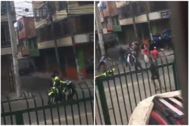 ¡SORPRENDENTE! El instante en el que atacaron a un policía colombiano en populosa zona de Bogotá (+Video)