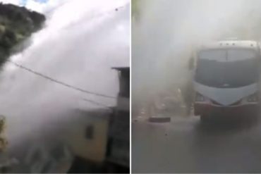 ¡QUÉ DESPERDICIO! Así se reventó una tubería matriz en plena carretera vieja Caracas-La Guaira (+Videos)