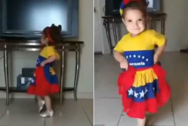 ¡TALENTOSA!  El video de esta tierna niña bailando el “pajarillo” con una vestimenta tricolor se hizo viral en redes (+Video)