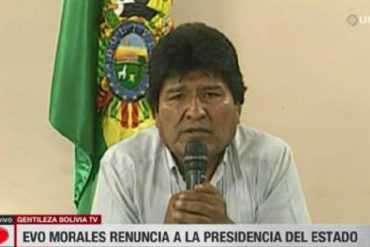 ¡LO ÚLTIMO! Evo Morales renuncia como presidente de Bolivia tras conflicto social por fraude electoral (+Video)