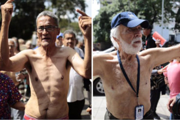 ¡ESTÁN HARTOS! Pensionados marcharon semidesnudos hasta la Defensoría del Pueblo para exigir sus derechos (+Fotos)