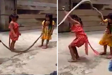 ¡SANTO CIELO! El video de estos niños saltando la cuerda con una serpiente causó impacto en redes