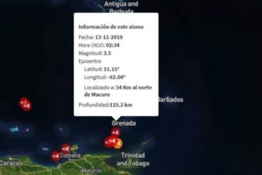 ¡ÚLTIMA HORA! Registran sismo de magnitud 3.5 al norte de Macuro, estado Sucre