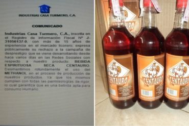 ¡AQUÍ ESTÁ! Empresa fabricante de Ron Centauro se pronuncia tras la muerte de varios consumidores (+Comunicado)